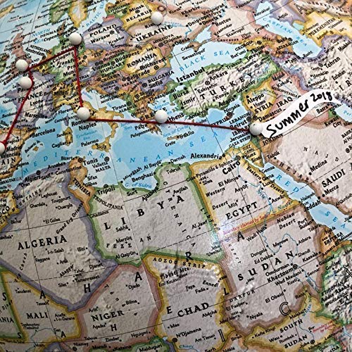 Push Pin World Globe Blue, Travel Globe with Pins
