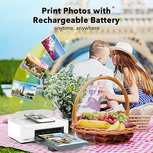 Liene 4x6'' Rechargeable Photo Printer Bundle (100 pcs +3 Ink Cartridges), Wireless Photo Printer for iPhone, Smartphone, Android, Computer, Dye Sublimation Printer, Photo Printer for Travel, Home Use