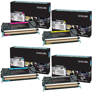 Lexmark C746H1KG High Yield Black with C746A1CG, C746A1MG, C746A1YG Standard Yield Color Toner Cartridge Set - Lexmark C746dn