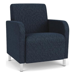 Lesro Siena Fabric Lounge Reception Guest Chair in Blue/Brushed Steel