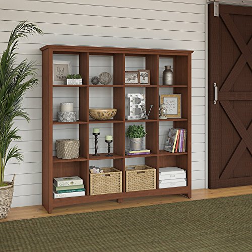 Bush Furniture Buena Vista 16 Cube Video Game and DVD Storage Bookshelf in Serene Cherry