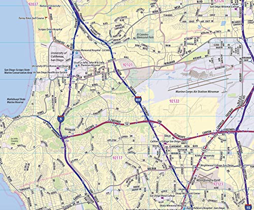 San Diego Laminated Wall Map (54” Wide by 72” high)
