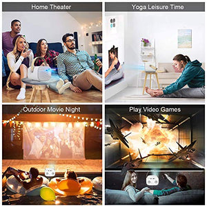 Mini Projector 4000 Lumens 3D Portable DLP Video Projector ±40° Keystone Built in Stereo Speaker Support 4K HDMI USB iPhone PC Bluetooth PS4 200" Home Theater Outdoor Gaming Wireless Screen Share