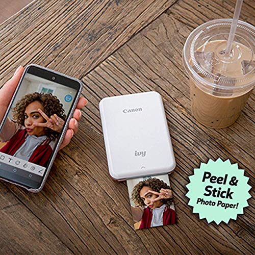 Canon Ivy Mobile Instant Mini Photo Pocket Printer Bluetooth, Portable, Slate Gray, Includes 2x3” Zink Photo Paper Sticker (100 Sheets), Protective case and USB Charging Cable with Wall Adapter