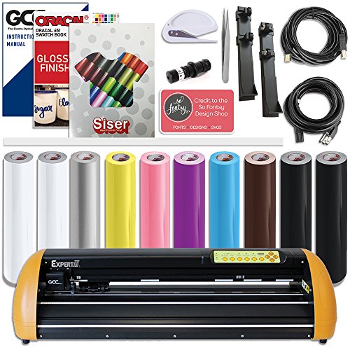 GCC Professional Expert II Vinyl Cutter 24 Inch Wide Creative Bundle with Stand