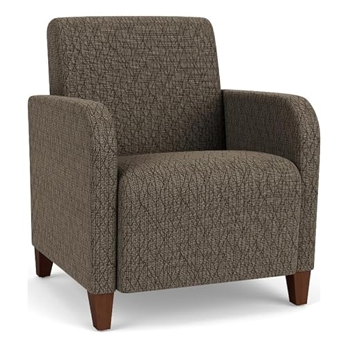 Lesro Siena Fabric Lounge Reception Guest Chair in Brown/Walnut