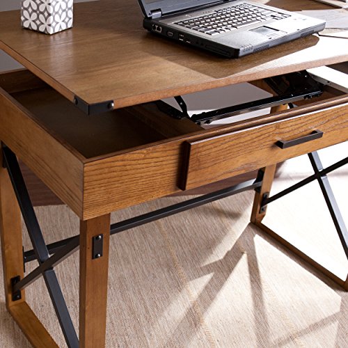 Southern Enterprises Canton Adjustable Height Desk - Adjusting Height Riser for Standing - Hidden Compartments