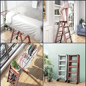 LUCEAE Folding 5-Step Aluminum Step Stool - Portable & Adjustable