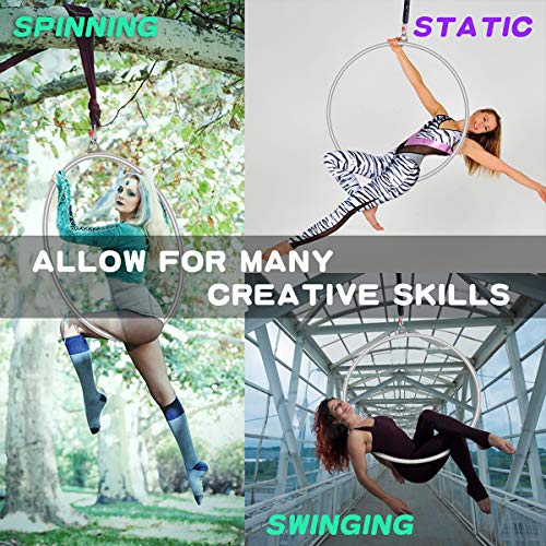 TESLANG Aerial Hoop, Lyra Hoop Set Stainless 85cm/90cm Single Point Hoops Circus for Beginners Professionals, Aerial Ring Kit with Rigging Carry Bag, Aerial Yoga Equipment, Will 660 LBS (300KG)