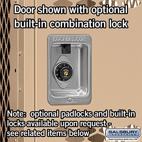 Salsbury Industries 1-Tier Vented Metal Locker with Three Wide Storage Units, 6-Feet High, 12-Inch Deep, Tan