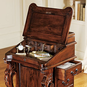 Design Toscano Captain's Davenport Home Office Desk, 33 Inch, Mahogany, Walnut