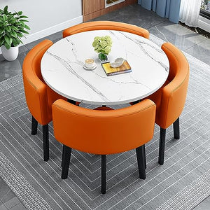 HARELA Reception Room Club Table and Chair Set, Coffee Table, Negotiation Table - Orange 80cm