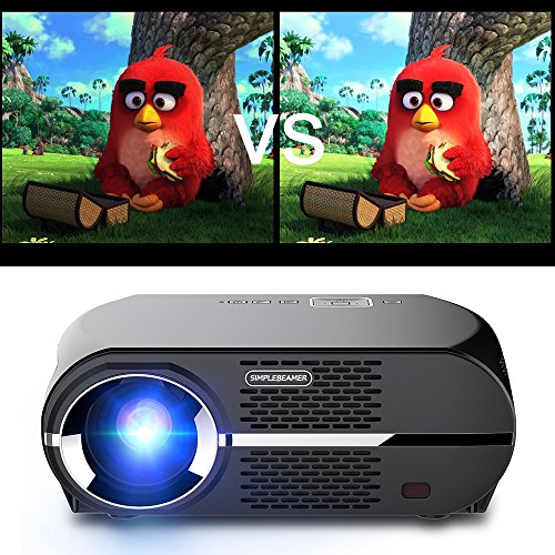 Video Projector Full HD, VPRAWLS HD LED Home Theater Projector Movie Projector with 1280x800 WXGA Resolution Support 1080P HDMI USB VGA for Home Cinema Party Games
