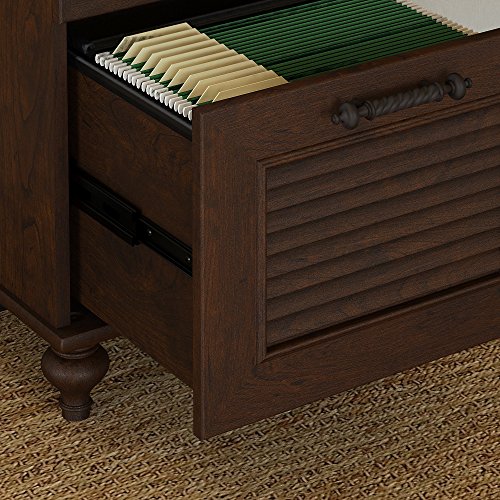 kathy ireland Home by Bush Furniture Volcano Dusk L Shaped Desk with 3 Drawer Pedestal in Coastal Cherry