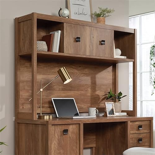 Pemberly Row Contemporary Engineered Wood Hutch in Sindoori Mango/Brown