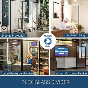 Screenflex Clear Room Divider - 3 Panel Plexiglass Wall, CRD3