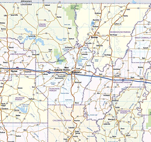 Louisiana Laminated Wall Map (60in Wide x 54in high)