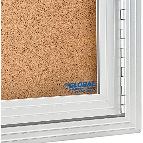 3 Door Enclosed Bulletin Board, Cork, Aluminum Frame. 72" x 48"