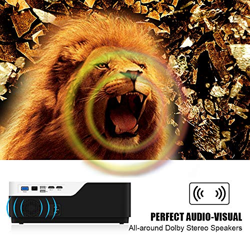 Wsky Native 1080P Projector Home Theater, LED LCD 5000 Lux Video Projector with Dual Speakers, Compatible DVD, Phone, Laptop, HDMI, TV, PS4, PC