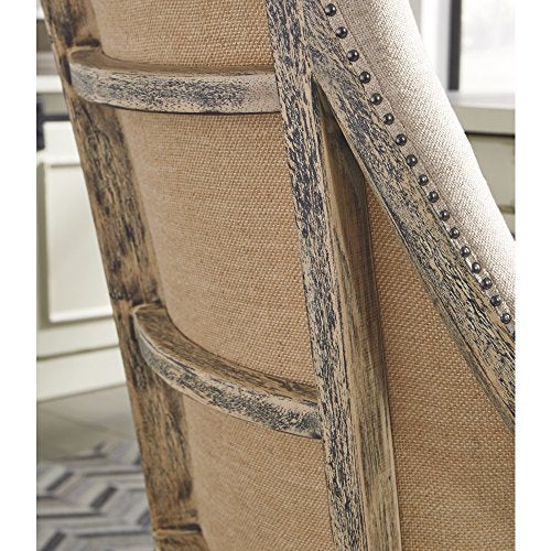 Ashley Furniture Signature Design - Adjustable Swivel Office Chair - Manual Tilt - Casual - Linen - Nailhead Trim