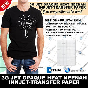 INKJET TRANSFER PAPER FOR DARK FABRIC: NEENAH"3G JET OPAQUE" (8.5"X11") 200 Pk :)