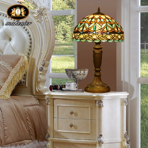 Tiffany Europaische retro style hand-painted stained glass table lamp
