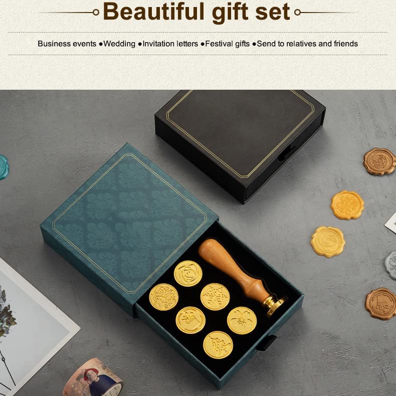 Stamps Wax Seal Box Kit Craft Supplies Evening Wedding Invitation Decorative Wax Dipping Pot Set Stamping Plates Melt Packaging