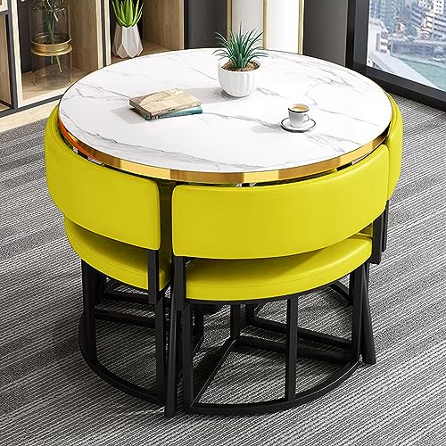PAKMEZ Office Reception Room Club Table and Chair Set - Round Table for Home, Tea Shop, Coffee Shop - Color: L