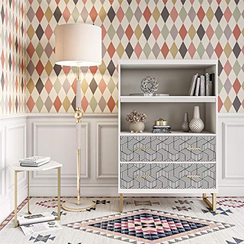 CosmoLiving Scarlett Bookcase with Drawers, White