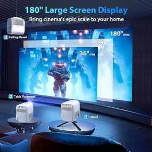 None BAILAI Android LCD LED 4K Video Projector for Home Theater - 1080P Smartphone Compatible