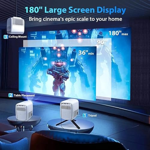BAILAI Android LCD LED 4K Video Projector for Home Theater - 1080P Smartphone Compatible