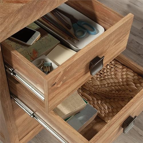 Sauder L-Shaped Desk with 6 Storage Drawers, Sindoori Mango Finish
