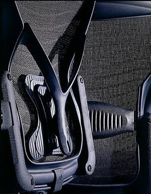 Herman Miller Classic Aeron Task Chair: Tilt Limiter w/Seat Angle Adj - PostureFit Support - Fixed Vinyl Arms - Standard Carpet Casters