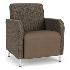 Lesro Siena Lounge Reception Guest Chair in Steel/Brown