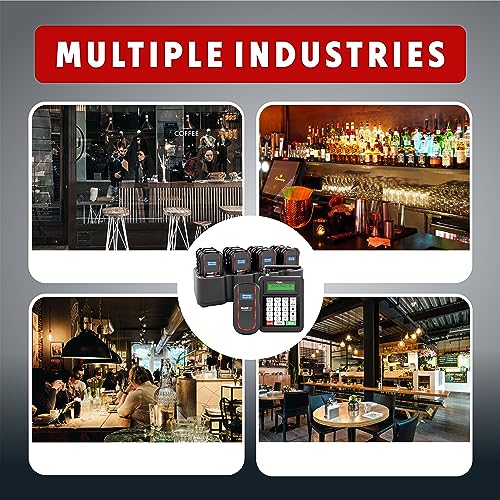 PagerTec Wireless Paging System for Restaurants, Hospitals, Offices & Hotels - Set of 6 Long Range Pagers