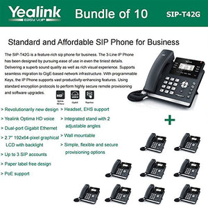 Yealink SIP-T42G 3-Line Ultra-Elegant Gigabit IP Phone (10-Pack)