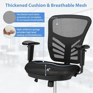 XYZTech Modern Height Adjustable Mesh Drafting Chair with Lumbar Support & Foot Ring