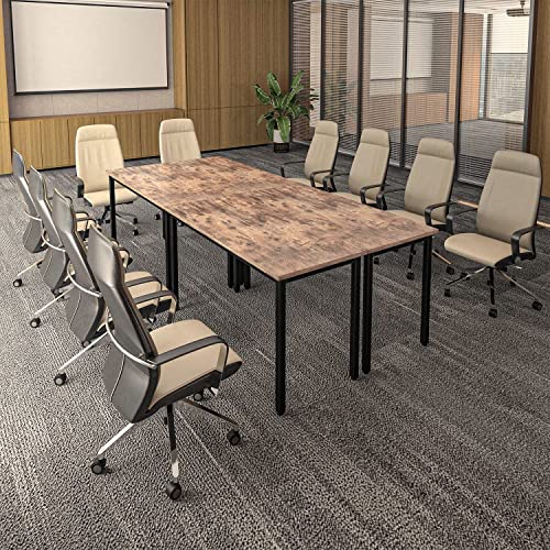 Bonzy Home 9ft Conference Table Rustic Vintage Brown 110.2"x47.2"x29.5" - 4PCS