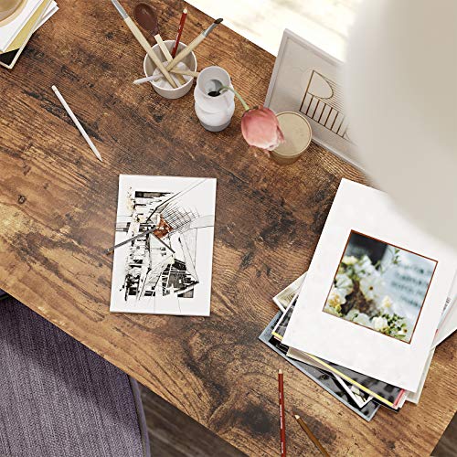 VASAGLE ALINRU Computer Desk, 47.2-Inch Long Home Office Desk for Study, Writing Desk with 2 Shelves on Left or Right, Steel Frame, Industrial, Rustic Brown and Black ULWD47X