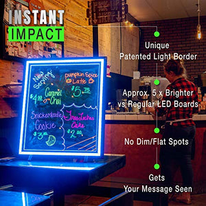 Green Light LED Message Writing Board with 8 Border Color Options, 23"L x 27"W