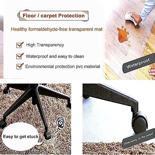 PHONME Clear Office Chair Mat for Carpets - Transparent HD Protector Mat 1.5mm Thick - Premium Quality Floor Mat (140 * 200cm)