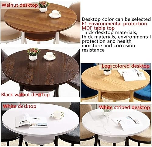 DARZYS Round Dining Table Set with 3 Cotton Linen Chairs - White-Kh
