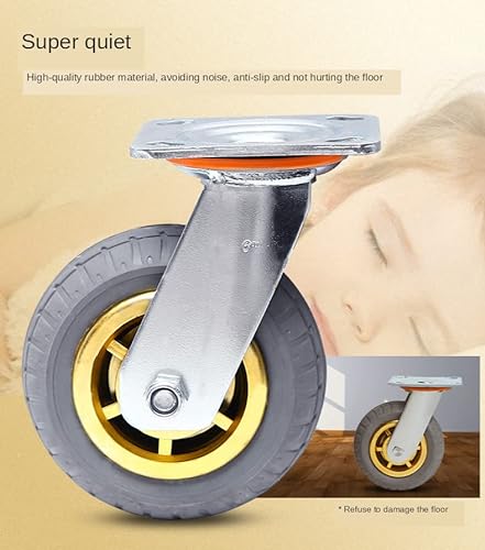 OLOTU 8 Inch Heavy Duty Swivel Casters with Brake - Silent Rubber Furniture Trolley Office Chair Wheels