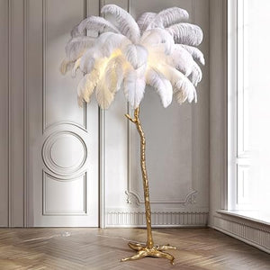 JAYMP Ostrich Feather Floor Lamp (Black, 78.7 inches, 45 Feathers)