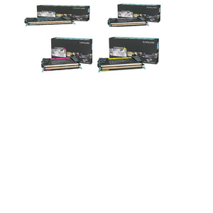Lexmark C734A1 C734A1CG C734A1YG C734A1 C734 C736 X734 X736 X738 Toner Cartridge Set (Black Cyan Magenta Yellow, 4-Pack) in Retail Packaging