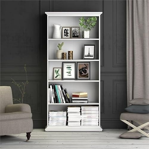 Home Square Modern Wood Bookcase Set in White (Set of 2)