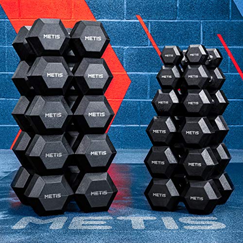 METIS Hex Dumbbells 6lbs – 66lbs Options [Pair] | Strength Training Hand Weights | Exercise Equipment | Weights Dumbbells Set | Pair of Dumbbell Weights (66lbs)