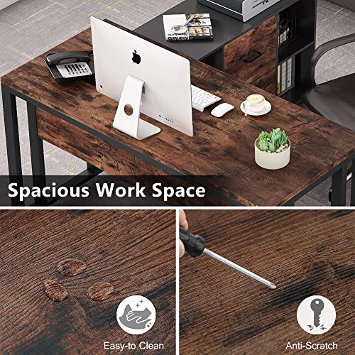 Tribesigns L-Shaped Computer Desk, 55 inch Large Executive Office Desk Business Furniture with 40 inch 2 Drawer Lateral Mobile File Cabinet Printer Stand, Letter Size for Home Office(Rustic)