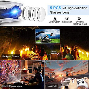 Video Projector HD LED LCD 200" Display 3900 Lumens Home Projector Support 1080P for Outdoor Indoor Movie Night, Home Cinema Theater for TV Blu-ray DVD Player Laptop PC iPhone Smartphone HD Game Party