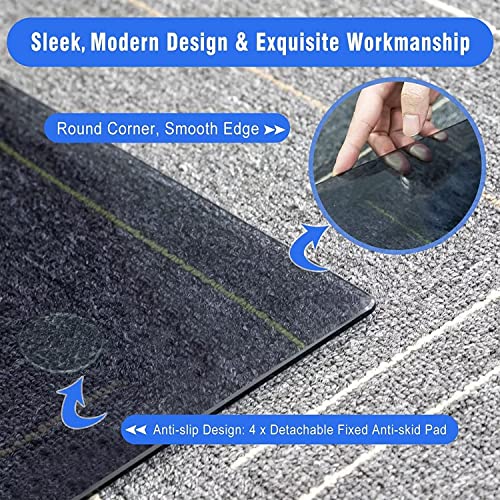 Natsukage Glass Chair Mat, 46" x 53" x 1/4" Thick Tempered Glass - for Carpet/Hardwood - Effortless Rolling, Easy to Clean